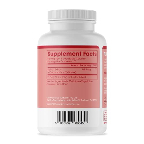 Saffron Supplements - 100% Pure Saffron Extract Capsules - Boost Energy & Mood Pure Micronutrients uk supplements