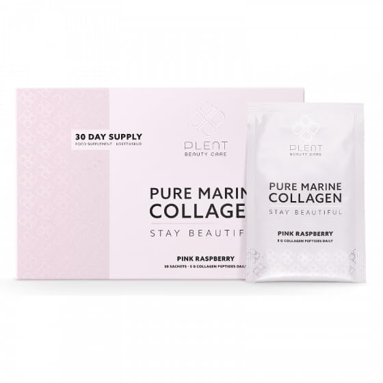Plent Pure Marine Collagen Pink Raspberry - Stay Beautiful - 5G Collagen Peptides Daily - 30 Sachets Plent uk supplements