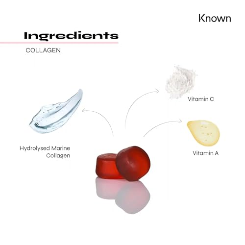 Marine Collagen Gummies by Known Nutrition with Vitamin C | 60 One-a-Day 500mg Hydrolysed Marine Collagen Gummies Known uk supplements