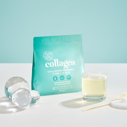 Collagen Powder with Hyaluronic Acid 400g - Collagen Peptides Supplement + Amino Acids Alpha Foods uk supplements