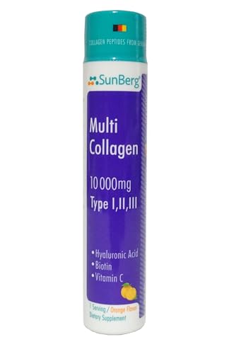 Sunberg Collagen Liquid Shots - 10000mg Collagen Supplement Type I,II,III Hyaluronic Acid Bodygenix uk supplements