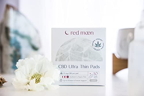 Red Moon Ultra Thin Hemp Pads (Pack of 10) Sanitary Pads for Women, Menstrual Pads- White Red Moon uk supplements