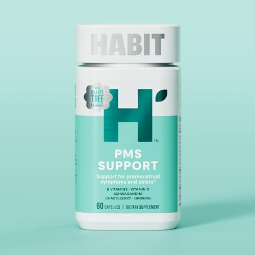 Habit PMS Support Supplement for Women (60 Capsules) - Supports Premenstrual Symptoms & Stress, Hormone Balance, Mood, B Vitamins, Vitamin D, Chasteberry, Ashwagandha, Gluten-Free, Non-GMO (1 Pack) H' Habit uk supplements