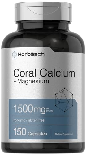 Coral Calcium 1500mg 150 Capsules | Plus Magnesium | Non-GMO, Gluten Free Supplement Horbäach uk supplements