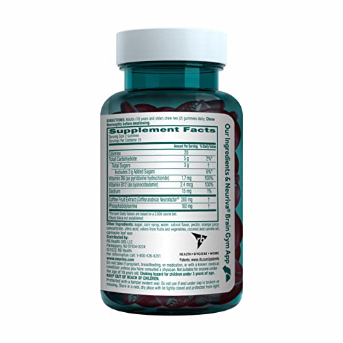 NEURIVA Plus Decaffeinated Nootropic Brain Supplement for Memory, Focus & Concentration & Cognitive Function, Clinically Tested NeuroFactor, Phosphatidylserine, Vitamins B6 B12,50ct Strawberry Gummies NEURIVA uk supplements