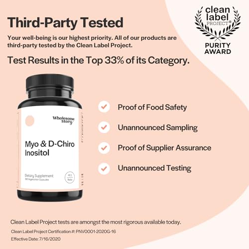 Myo-Inositol & D-Chiro Inositol Capsules, 90-Day Supply, 40:1 Ratio for Hormonal Balance Wholesome Story uk supplements