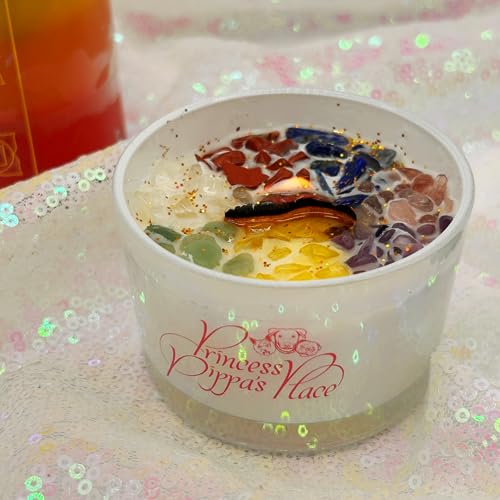 Princess Pippa's Place Healing Candles with Crystals Inside- Natural Soy Wax 7 Stones Crystal Candle Jar Msupps.com uk supplements