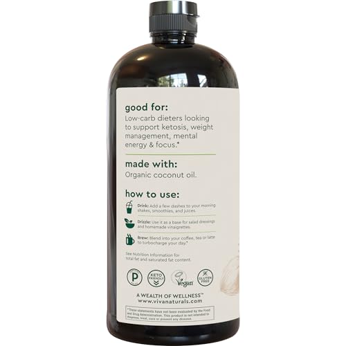 Viva Naturals Organic MCT Oil for Keto Coffee (32 fl oz) - Best MCT Oil Supplement Viva Naturals uk supplements