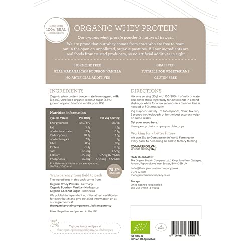 The Organic Protein Co. - Madagascan Vanilla Organic Whey Protein Powder The Organic Protein Company uk supplements