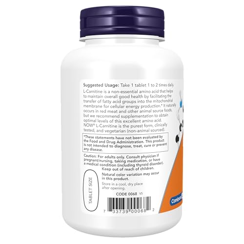 NOW Supplements, L-Carnitine 1,000 mg, Purest Form, Amino Acid, Fitness Support NOW uk supplements