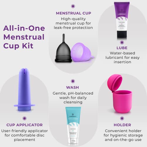 Ecoblossom Complete Menstrual Cup Kit - Small & Large Reusable Period Cups, Silicone Sterilizer EcoBlossom uk supplements