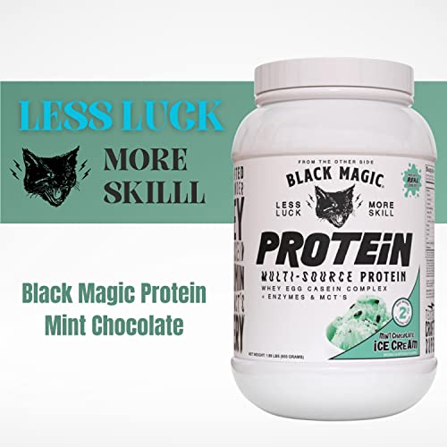 Worldwide Nutrition Bundle, 2 Items: Black Magic Multi-Source Protein Powder - Whey, Egg Albumin Enzymes, Micellar Casein & MCTs - Muscle Mass Gaining - Mint Chocolate Flavor - 2 LB and Keychain Worldwide Nutrition uk supplements