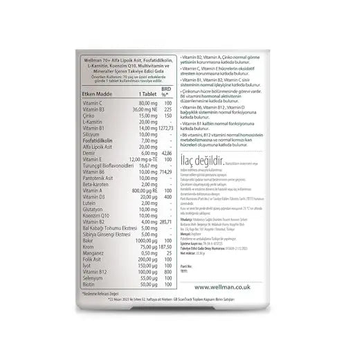 Vitabiotics Wellman 70+ 30 Tabs Vitabiotics uk supplements