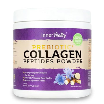 Prebiotic Collagen Powder - 390g Hydrolysed Bovine Collagen Peptides with Prebiotics for Gut Health & Skin Inner Vitality uk supplements