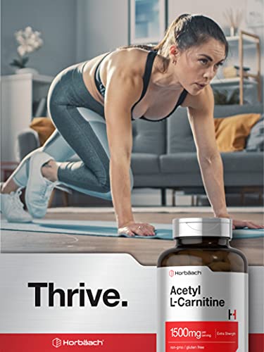 Acetyl L-Carnitine 1500mg | 200 Capsules | Extra Strength ALCAR Supplement | Non-GMO Horbäach uk supplements