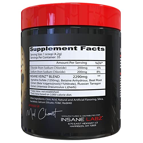 Insane Labz Insane Veinz Non Stimulant NO Enhancing Powder, Nitric Oxide Booster Insane Labz uk supplements