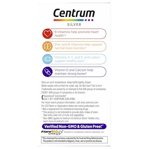 Centrum Silver Women's Multivitamin for Women 50 Plus, Multivitamin/Multimineral Supplement with Vitamin D3, B Vitamins, Non-GMO Ingredients Centrum uk supplements