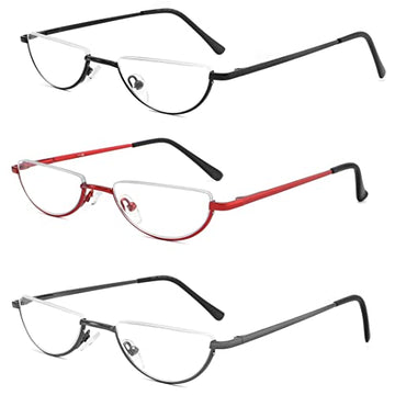 Yiwaeye 3 Pack Half Moon Reading Glasses Anti Blue Light UV, Half Frame Semi Lens Slim Yiwaeye uk supplements