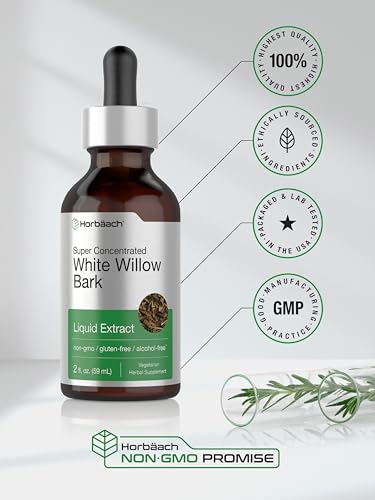 White Willow Bark Extract | 2 fl oz | Alcohol Free Liquid Tincture | Super Concentrated Horbäach uk supplements