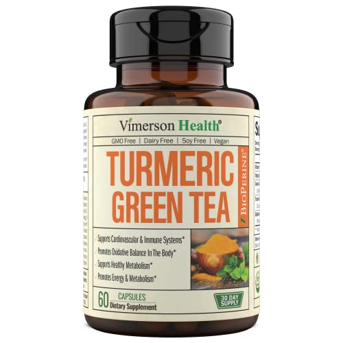 Green Tea Extract Capsules - Green Tea Supplement with Organic Turmeric Curcumin Vimerson Health uk supplements