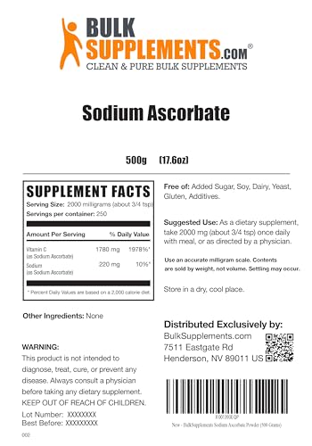 BulkSupplements.com Sodium Ascorbate Powder - Antioxidant Powder - Sodium Ascorbate Bulksupplements uk supplements
