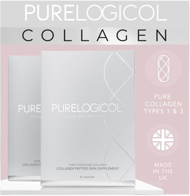 Collagen Tablets, Best Hydrolysed Protein Peptide Skin Supplement - 90 x Collagen Capsules x 800mg Purelogicol uk supplements
