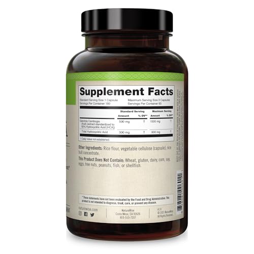 Naturewise Garcinia Cambogia with Pure Garcinia Cambogia Extract, 60% HCA Concentrati NatureWise uk supplements