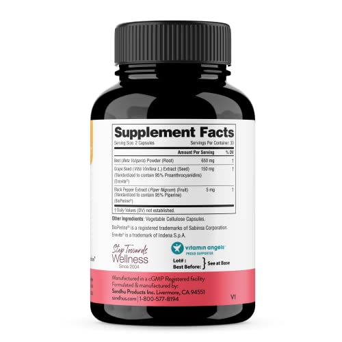 Sandhu's Beet Root Powder Capsules with Bioperine| 60 Capsules, 60 Days Supply Sandhu's uk supplements