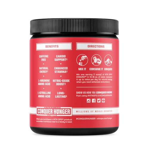 MTN OPS Enduro Nitric Oxide Supplement & Stim-Free Pre Workout - 30 Servings MTN OPS uk supplements
