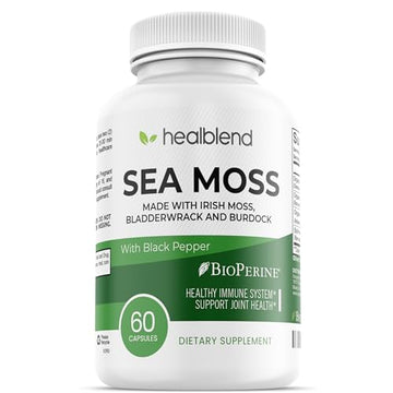healblend Organic Irish Moss, Bladderwrack, Burdock, & BioPerine - 1405mg with Black Pepper healblend uk supplements