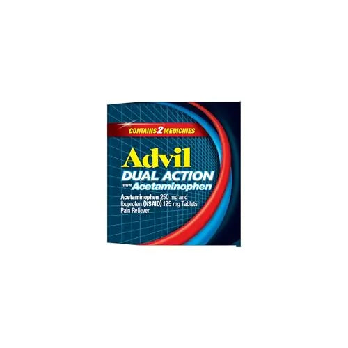 Advil Dual Action Coated Caplets, 125 Mg Ibuprofen and 250 Mg Acetaminophen per Dose (2 Dose Equivalent) for 8 Hour Pain Relief - 216 Count Advil uk supplements