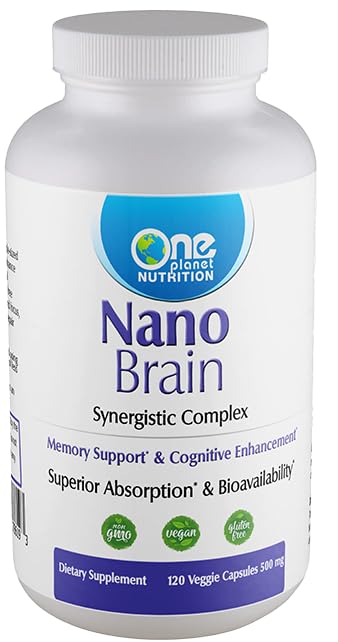 One Planet Nutrition Nano Brain 500 mg Capsules (120 Count) - Synergistic Blend of Bacopa, Curcumin, Boswellia & Ginkgo - Enhances Mental Clarity & Memory - Non-GMO, Vegan, Gluten Free One Planet Nutrition uk supplements