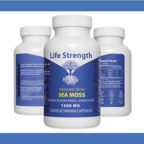 Life Strength Organic Sea Moss 120 CT Wildcrafted Irish Sea Moss and Bladderwrack Burdock Life Strength uk supplements