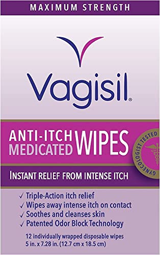 Vagisil Anti-Itch Medicated Wipes, Maximum Strength 12 ea (Pack of 6) Vagisil uk supplements