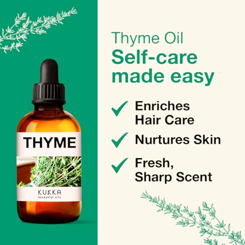 Kukka Thyme Essential Oil for Hair Thyme Oil for Skin - 100% Natural Thyme Essential Oil for Diffuser KUKKA essential oils uk supplements