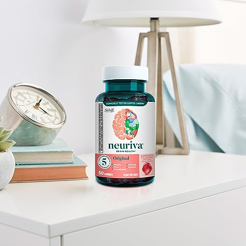 NEURIVA Original Brain Supplement for Memory, Focus & Concentration + Learning & Accuracy with Clinically Tested Nootropics Phosphatidylserine and Neurofactor, Strawberry Flavor, 50 Gummies NEURIVA uk supplements