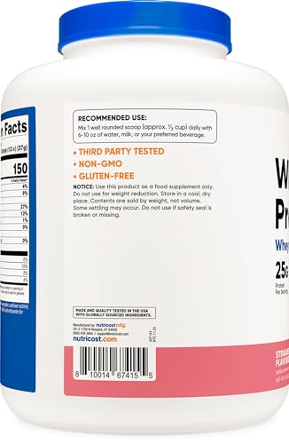 Nutricost Whey Protein Concentrate (Strawberry Milkshake) 5LBS - Gluten Free Nutricost uk supplements