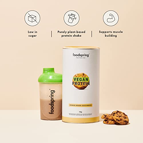 foodspring Vegan Protein Cookie Dough - 21g Protein per Shake to Build Muscle, B12, B6, folic Acid foodspring uk supplements