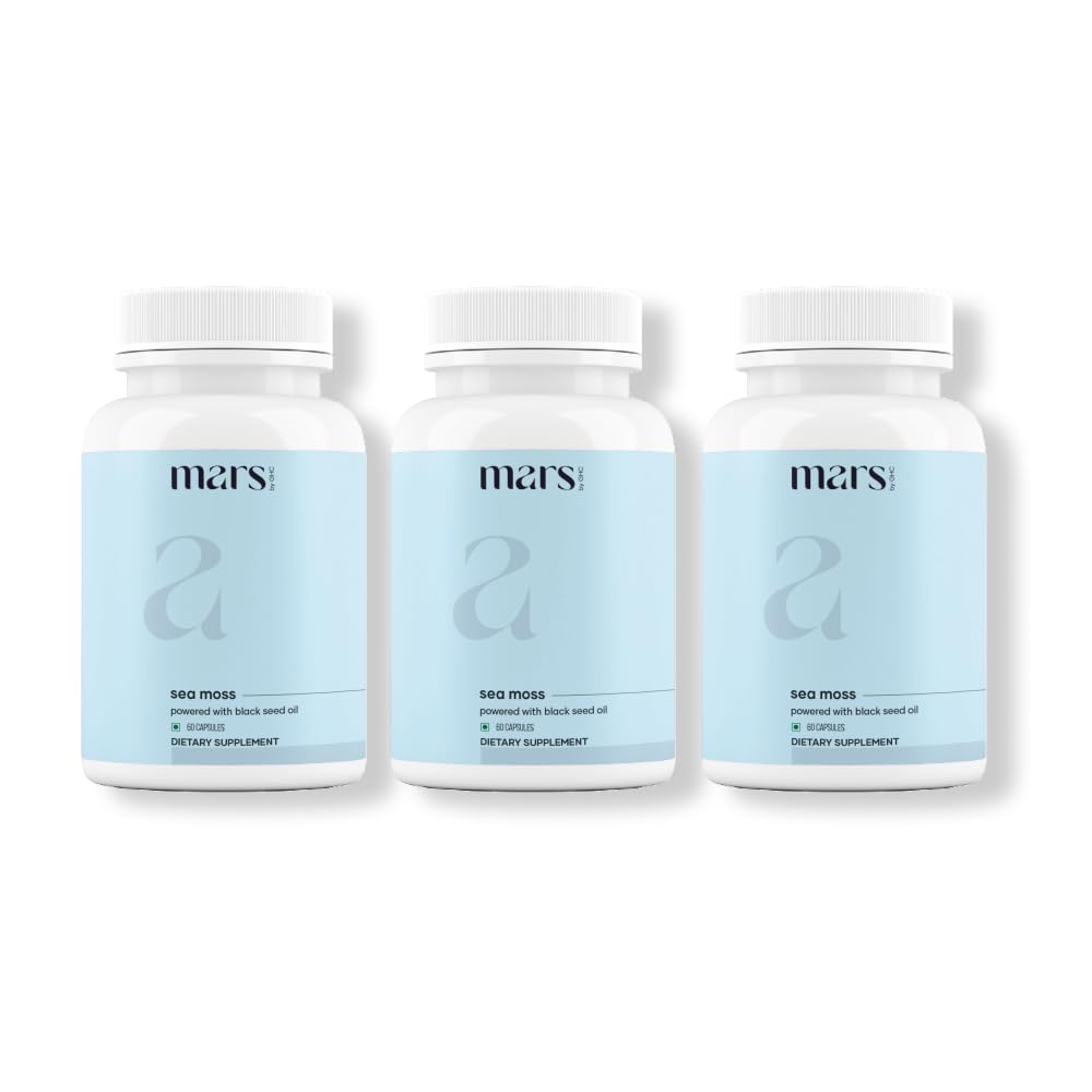 Mars Sea Moss Caps Surge Natural (60N) | Packed with 84 Essential Minerals | Powered with Black Seed Oil, Surgemax & Vitamin D3 | Overall Well-Being - Pack of 3 mars by GHC uk supplements