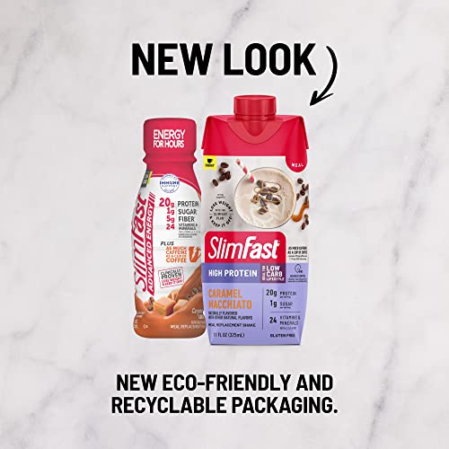 SlimFast Protein Shake with Caffeine, Caramel Macchiato- 20g Protein, Meal Replacement SlimFast uk supplements