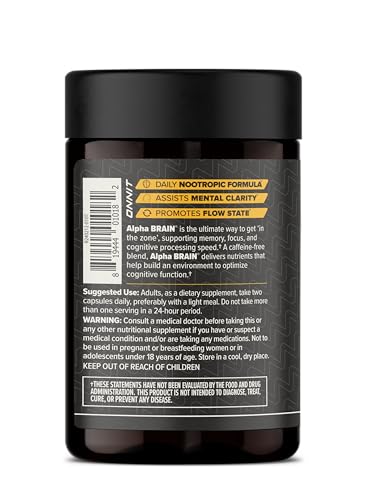 ONNIT Alpha Brain Nootropic Brain Supplement for Focus, Memory, Mental Clarity, Cognitive Support with L-Theanine and Vitamin B6, 90 Count ONNIT uk supplements