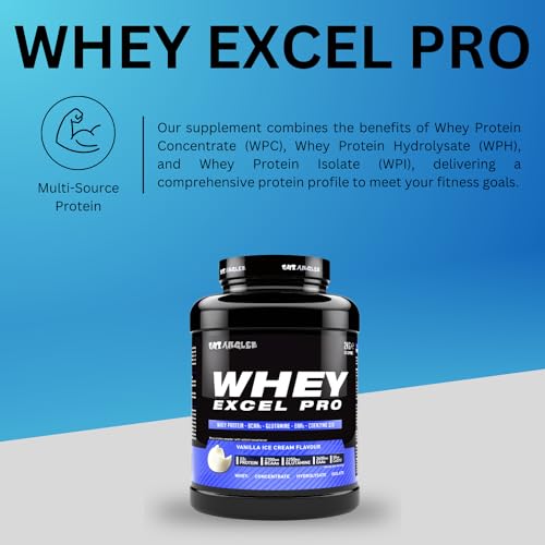 Out Angled Whey Excel Pro Whey Protein Powder Vanilla Flavour, 2kg, 66 Servings, High Protein Powder OUT ANGLED uk supplements
