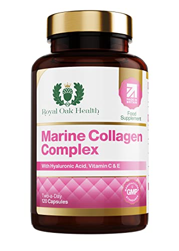 Marine Collagen Complex – 120 Hydrolyzed Fish Collagen Capsules – Enriched with Vitamin C Royal Oak Health uk supplements