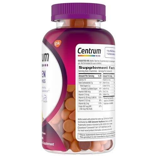 Centrum MultiGummies Gummy Multivitamin for Women, Multivitamin/Multimineral Supplement with Vitamin D3, B and Antioxidants Centrum uk supplements