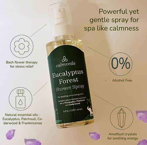 Eucalyptus Shower Spray Spa Feel - Escape to Serene Eucalyptus Forest (1200+ Sprays) Calmveda uk supplements