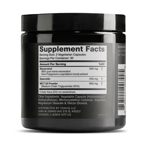 Toniiq 1600mg Resveratrol Blend - Ultra High Purity and 3rd Party Tested - with MCT Oil for Added Bioavailability - Optimal NAD Supplement Toniiq uk supplements