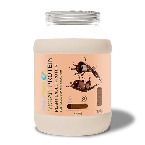 NutriVolv Vegan Plant Based Protein Powder | Milk Chocolate Flavour 900g | Pea & Rice Protein Blend NutriVolv uk supplements