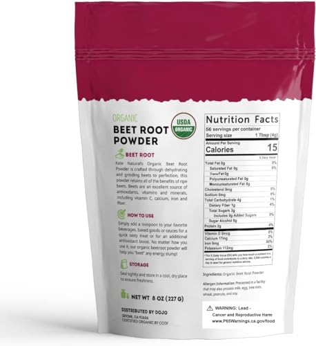 Kate Naturals Beet Root Powder for Baking & Smoothies (8oz) USDA Organic Beetroot Powder Kate Naturals uk supplements