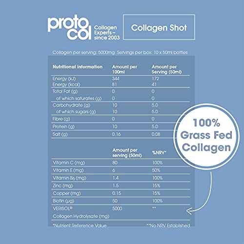 Proto-col, Women’s Liquid Collagen Drink, 10 Shots of Type 1 and 3 Collagen for Body Proto-Col uk supplements