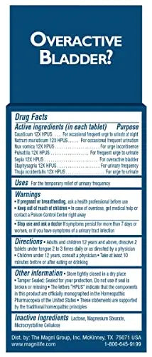 MagniLife Bladder Relief Tablets (125 Ct), Fast-Dissolving Homeopathic Support for Overactive Bladder, Leaks from Sneezing, Coughing or Movement, Daily Use Formula Safe for Men & Women MagniLife uk supplements